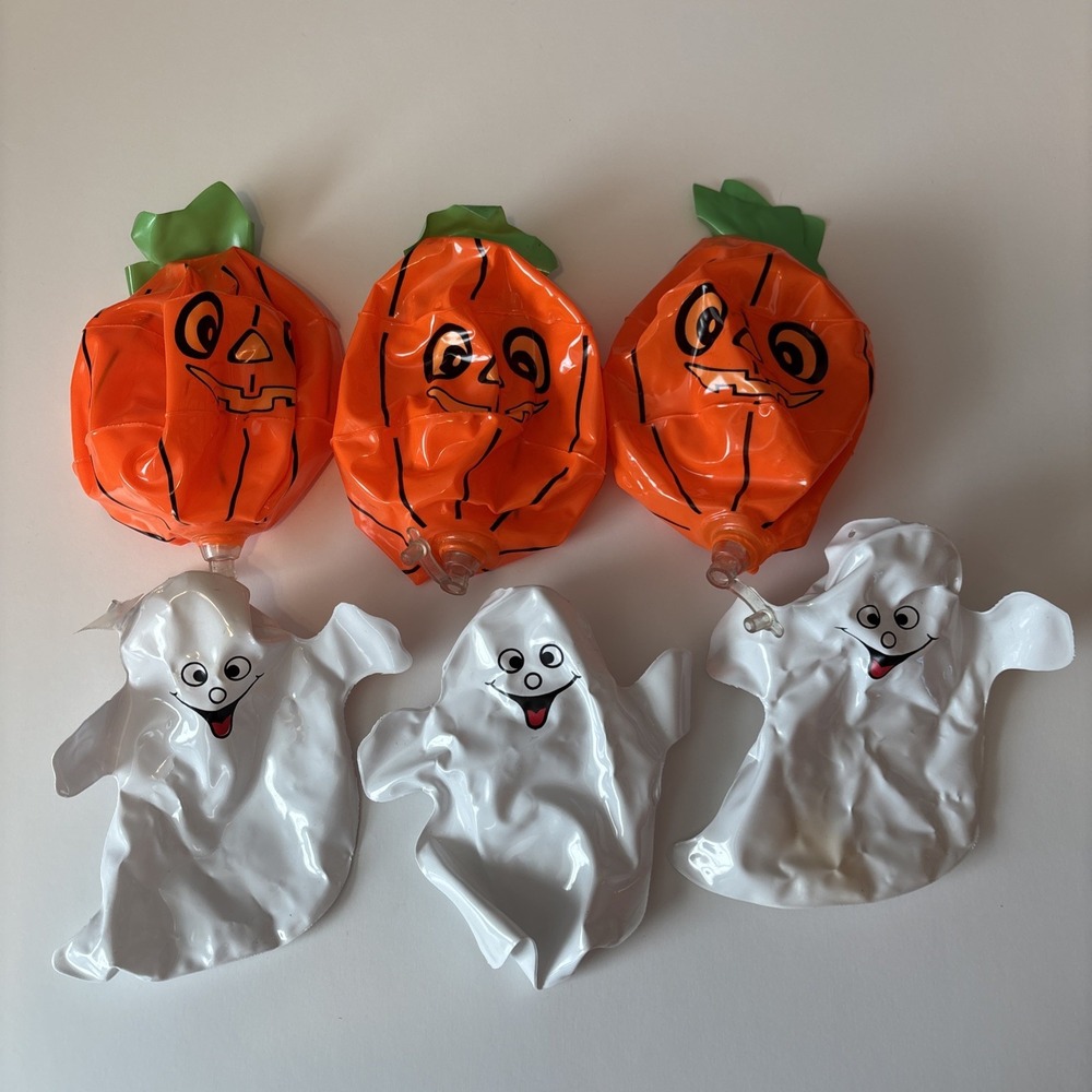 Tony Vintage Halloween Inflatable Lot 6 Jack O Lantern Pumpkins Ghosts Blow Up